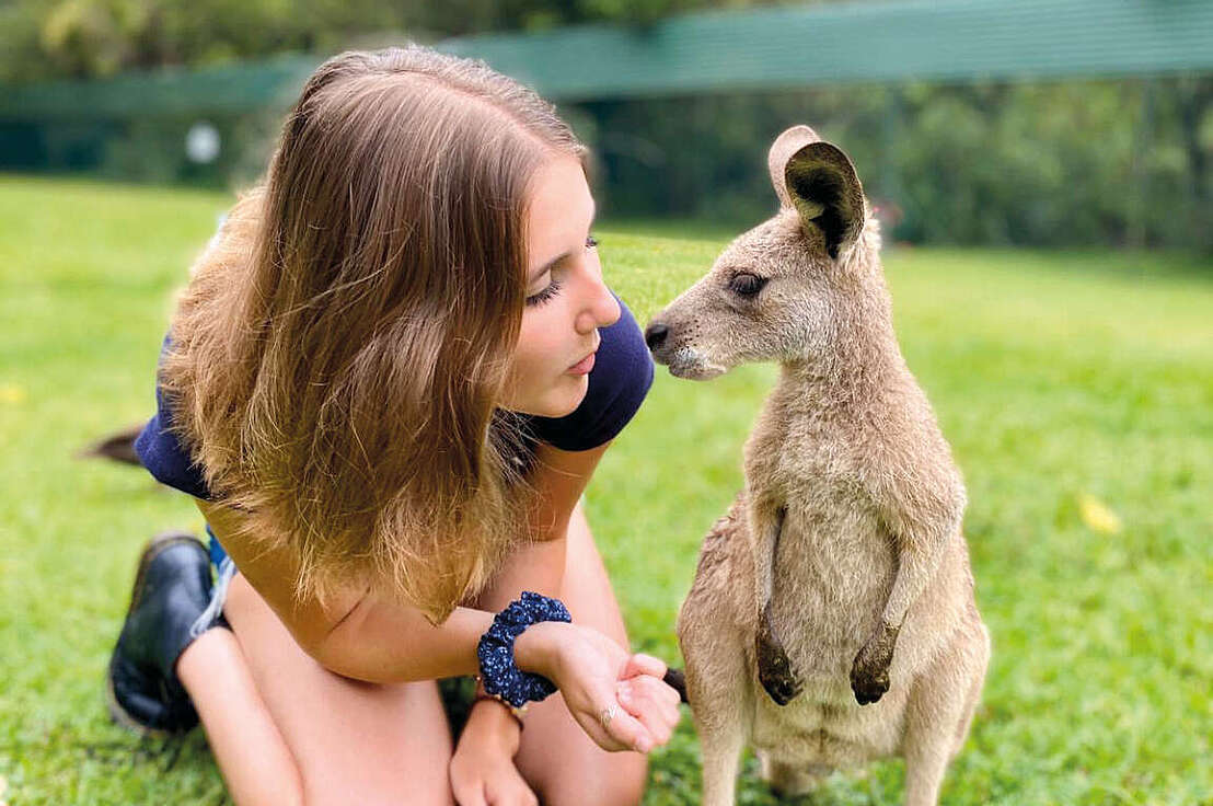 Australien Mädchen Kangaroo